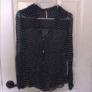Free People black sheer overlay blouse size XS